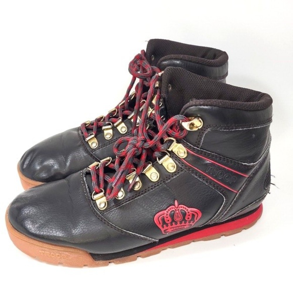 World of Troop Expo Mens Boots Size 8 Medium Brown Red Gold Retro Style